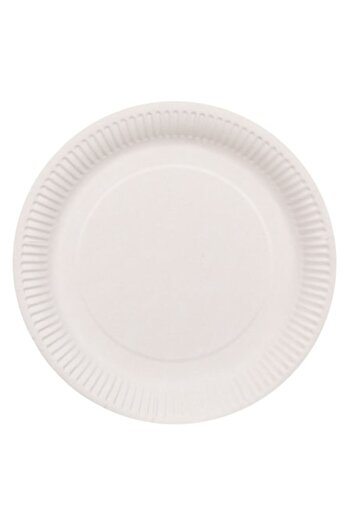 SHOPIENS Plates Set, Compostable Paper, 23 cm, 10 Pieces, White