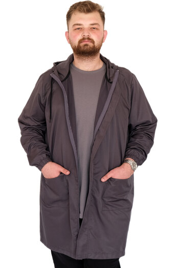 ModeXL Mode XL Великий розмір Чоловічий дощовик з капюшоном 22700 Антрацит