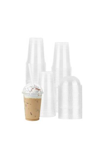 Generic 10 oz clear juice cups with lid (50 cups)