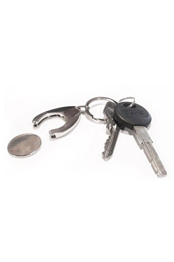 SHOPIENS Breloc cu monede pentru coș de cumpărături, Metal, Argint, MYONNA IT & E-COMMERCE