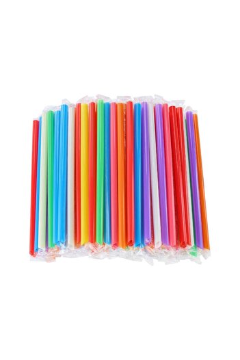 Generic Jumbo Smoothie Straws Wrapped Pack (100 pieces) Assorted Colors Size 10 ml
