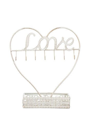SHOPIENS Jewelry Organizer Stand, Heart Model, White Metallic, 18x8x21cm