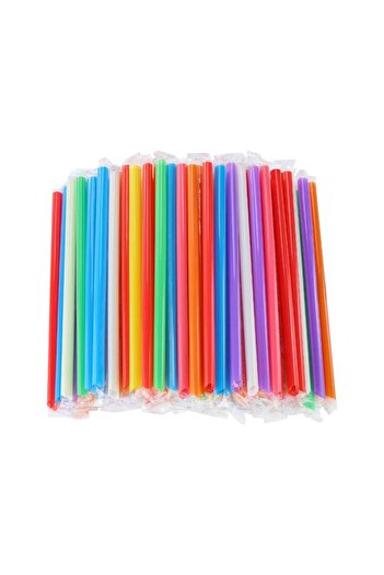 Generic Jumbo Smoothie Straws Wrapped Pack (100 pieces) Assorted Colors Size 10 ml