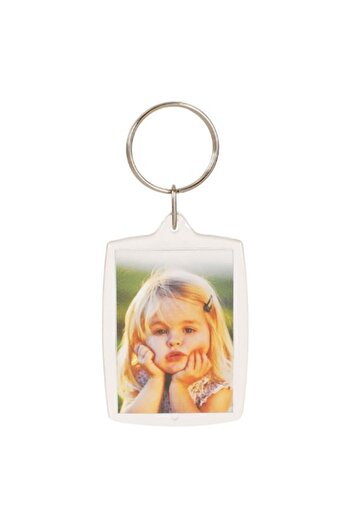 SHOPIENS Transparent Keychain with Photo Holder 3x4.5 cm - Metal & Plastic