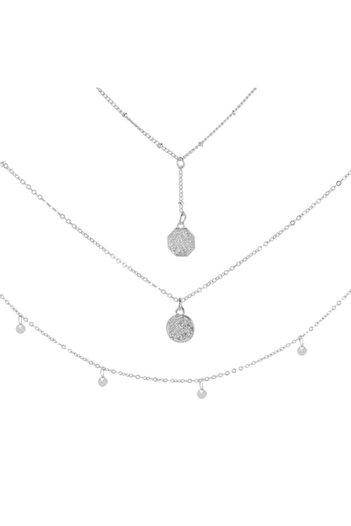 SHOPIENS Set de coliere Language of Jewels — Model cu lanț de monede, 3 piese, argint