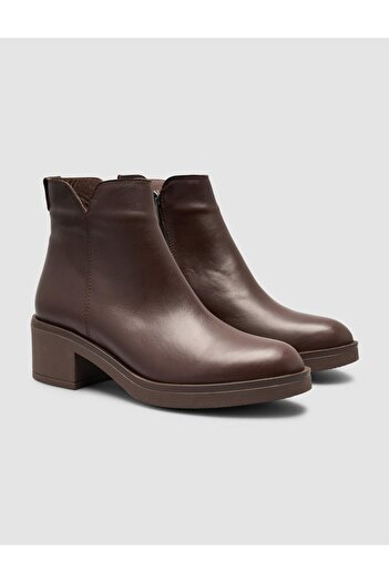 Cabani 100% Genuine Leather Brown Studded Women's Heeled Boots