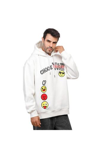 COUP Plain Hooded Sweatshirt With Long Sleeves - Turquise - White