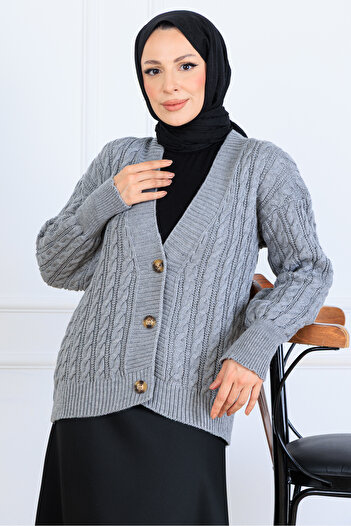 benguen Hair Knit Short Knitwear Cardigan S4000 Gray