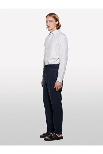 Sisley Мъжка риза от ленен микс с райета и редовна кройка 325P51FCSQ03G-SIS960