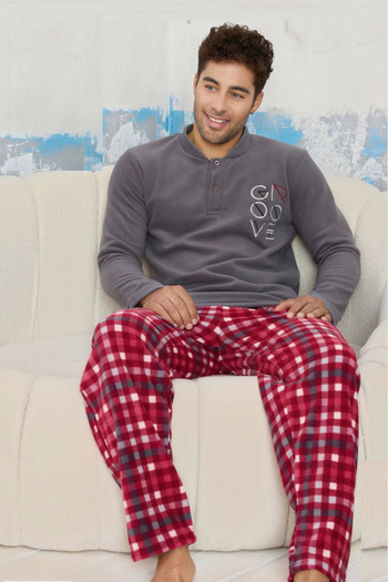 embody Men's cocolino pyjama with pockets, warm and fluffy, good vibe,