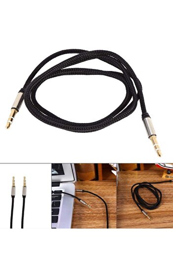 Generic AUX Audio Cable Woven Fabric 3.5mm Metal Head Male-to-Male Stereo Extension for Car/Phone/TV
