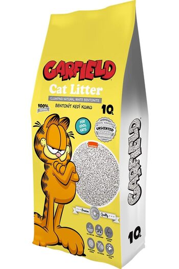 GARFIELD Cat Sand 10L – Unscented, Fast Clumping, Low Dust, Made in Turkey, Odor Control, White Bentonite