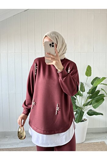 Mira İpek Double Premium Fabric Pearl Suit Hijab Double Suit Double Face Fabric Shawl with Gift