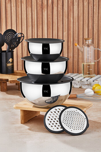 Taç Mixmaster 9-Piece Grater Mixing and Storage Container Set (16-20-24 cm)