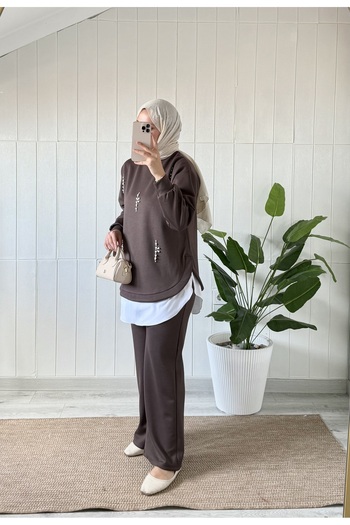 Mira İpek Double Premium Fabric Pearl Suit Hijab Double Suit Double Face Fabric