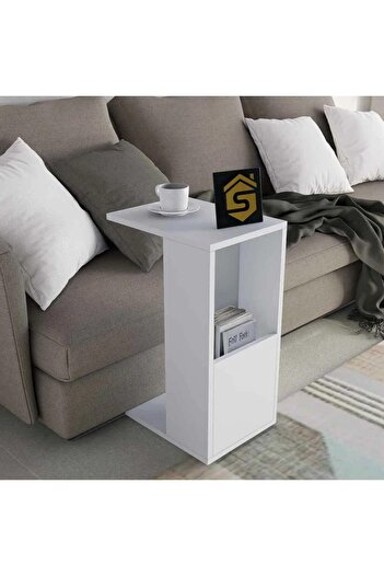 Stylish Home طاولة تقديم بعجلات بلون ابيض