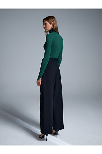 Dilvin 72200 Belted Striped Trousers-Black