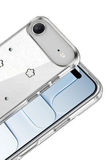 Nezih Case Apple iPhone 17 Air Compatible Airbag Design Glittery Transparent Patterned Cover Case