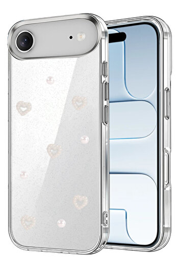 Nezih Case Apple iPhone 17 Air Compatible Airbag Design Glittery Transparent Patterned Cover Case