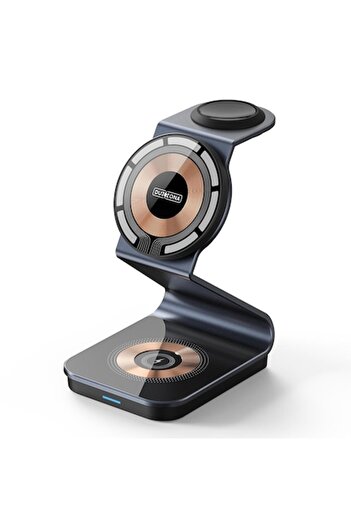 DUZZONA I46 15W Wireless Charging Station for Phone, Apple Watch, AirPods - Aluminum, Transparent
