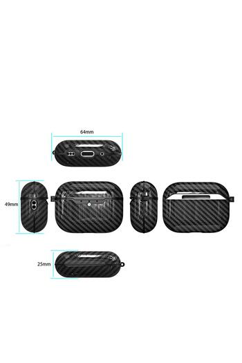 AktarMobile Airpods Pro 3. Nesil Uyumlu Kılıf Hoparlör ve Mikrofon Delikli Karbon Görünümlü Silikon Kapak