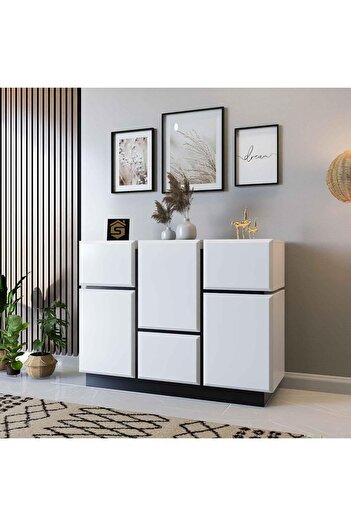 Stylish Home كونسول بوفيه او مدخل مودرن ابيض واسود - MD14