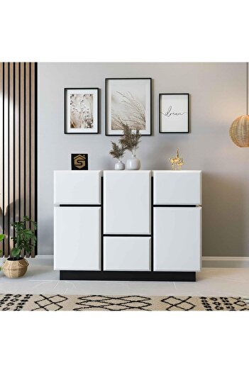 Stylish Home كونسول بوفيه او مدخل مودرن ابيض واسود - MD14