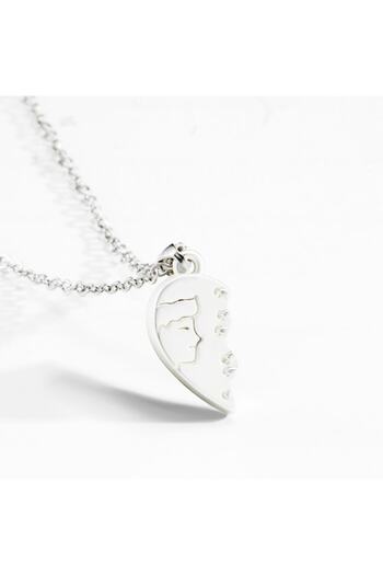 Tessero - Set of two necklaces with heart magnet pendants, couple/friends, 55+6 cm, gold & silver
