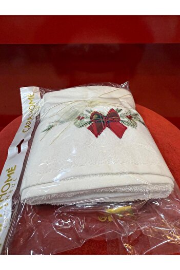 Çapa Home New Year Christmas Themed Premium Quality Gift Cotton Hand and Face Towel 50X90