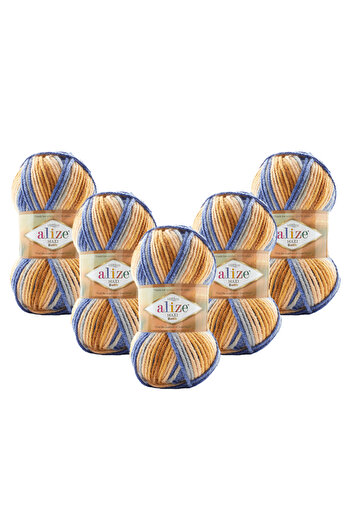 Alize Superlana Maxi Batik 5-Pack – 7914 - Thick Knitting Yarn for Winter Sweaters, Cardigans, and Scarves