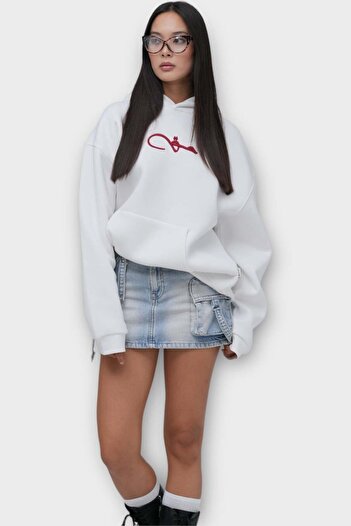 Saw Urbanity Hak Oversize Hoodie - 100% Cotton with Raised Stitching - White