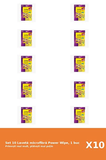 Fino Set of 10 Power Wipe Microfiber Cloth, 1 pc.