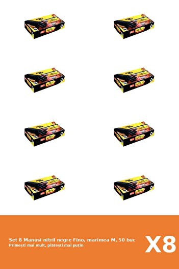 Fino Set of 8 Fino black nitrile gloves, size M, 50 pcs