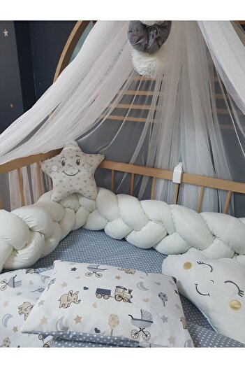 bebek_iklimi 240 cm Knitted Protective Baby Sleeping Set 60X120 - Includes Sleeping Companion Pillows and Mosquito Net Set