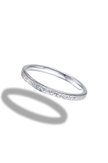 Generic Soko Mesh Women's Silver Band Pearl Sand Ring - Handcrafted Wedding Band