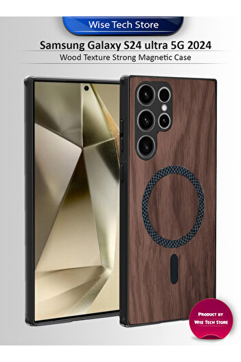 Wtech Samsung Galaxy S24 Ultra 5G 2024 Wood Magnetic Plus Shell Shockproof Magsafe Hard PC Rear Case Cover