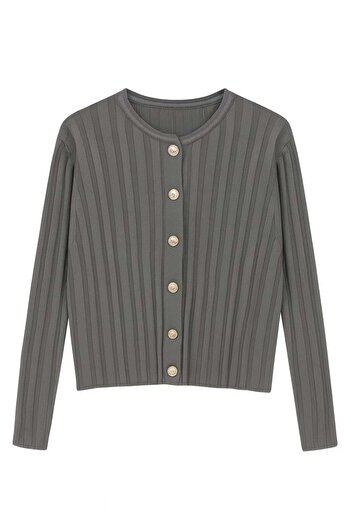 gigigiyim Front Buttoned Knitwear Women's Cardigan-Blouse