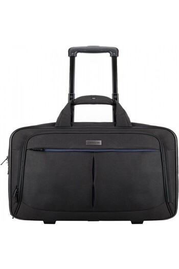 SNOOZYL Small travel bag and two-wheeled business bag in black color, luxury and elegance