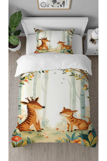 GREENDECOR Cute Animals Patterned Digital Printed Special Design Single Children's Duvet Cover Set Without Sheets