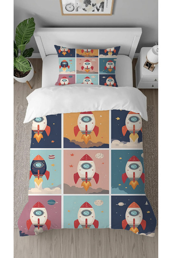 GREENDECOR Spaceship Mars Patterned Digital Printed Special Design Single Children's Duvet Cover Set Without Sheets