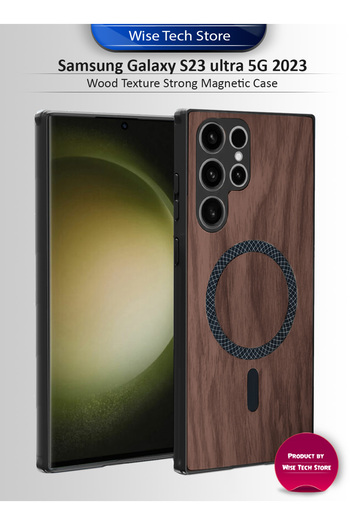 Wtech Samsung Galaxy S23 Ultra 5G 2023 Wood Magnetic Case Shockproof Magsafe Hard PC Rear Case Cover