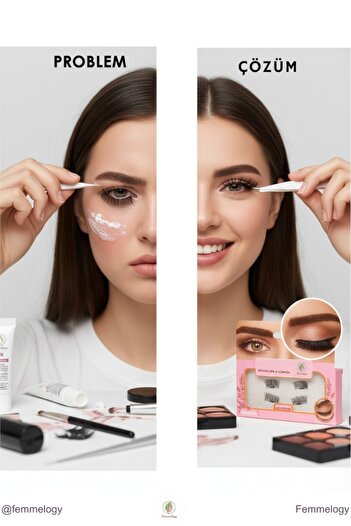 Femmelogy Manyetik Kirpik Seti Yapıştırıcısız Kolay Takılan 3D Doğal Hacimli Mıknatıslı Kirpik