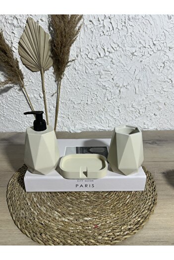 Zigzag Home Decorative 3 Piece Bathroom Set Liquid Soap Dispenser Toothbrush Holder Solid Soap Dish Set