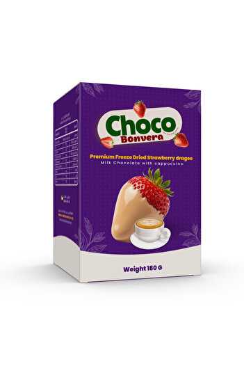 Choco Bonvera Premium Freeze Dried Strawberry dragee White Chocolate with cheesecake