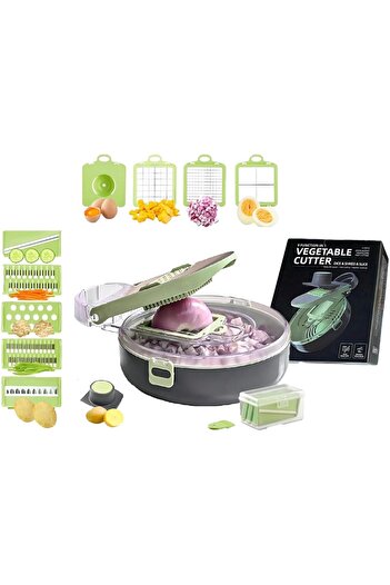desselan Vegetable Chopper with Container | Multi-Function Onion Chopper, Veggie Dicer, Salad Slicer & Food C