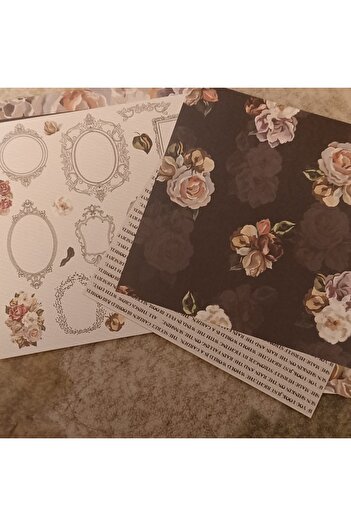 İthal 12 Sheets 15X15Cm Flower Scrapbook Paper