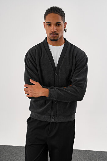 Redline Noble V-Neck Winter Cardigan Anthracite
