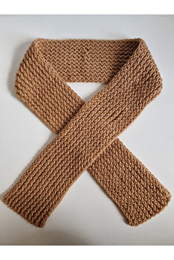 Hobi Kafe Hand Knitted Light Brown Adult Scarf