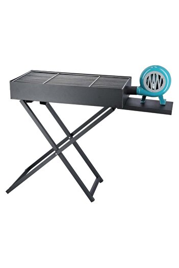 Generic Foldable Charcoal Grill with Blower – RF10354 (Durable Iron Portable Tabletop Kabab Smoker)