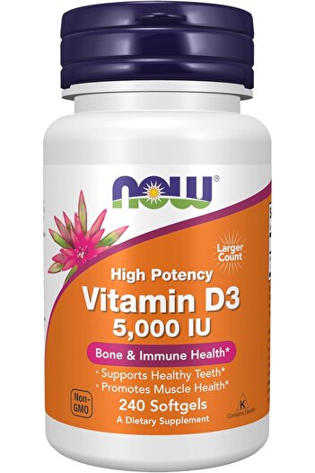 Now Foods Supplements, Vitamin D-3 5,000 IU, High , Structural Support*, 240 Softgels
